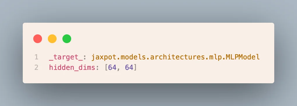 MLP model config